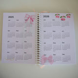 2025 Combo 2 Cute Bow Planner & Desk Calendar & 3 Notebooks