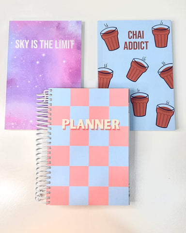 2024 Sky & Chai Big COMBO of Notebooks and Planner & Desk Calendar - Luxury Stationery