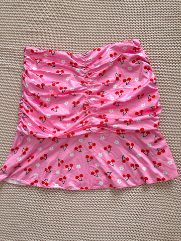 Cherry Pink Ruched Skirt
