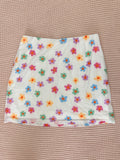 White Colourful Floral Skirt