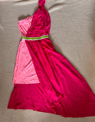 Shades of Pink One Shoulder Dress