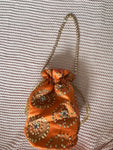 Orange Stone work Potli Bag