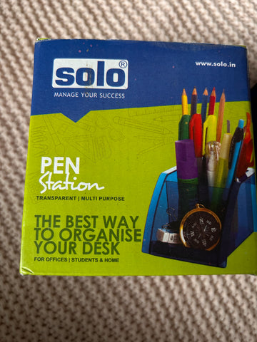 Blue Transparent Pen Holder