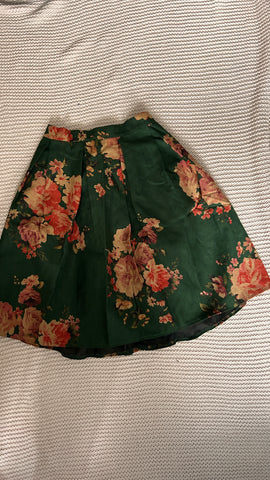 Green Floral Skirt