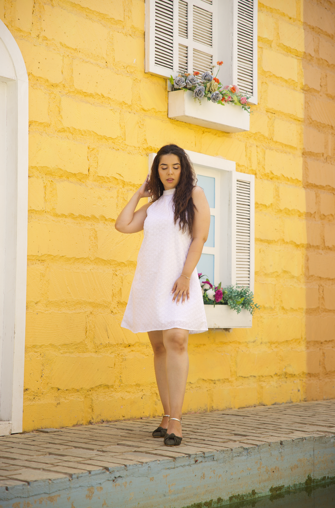 Women's White LILY Schiffli Embroidered Dress Heli and Kumar Women's White LILY Schiffli Embroidered Dress Heli and Kumar