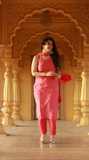 Women's Pink & Golden Embroidered Kurta Set